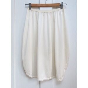 Vintage Shadowline Half Slip Size Medium 28" Ivory White Nylon Curved Lace Hem